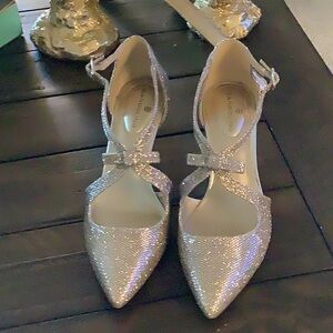 Elegant Silver Glitter Heels